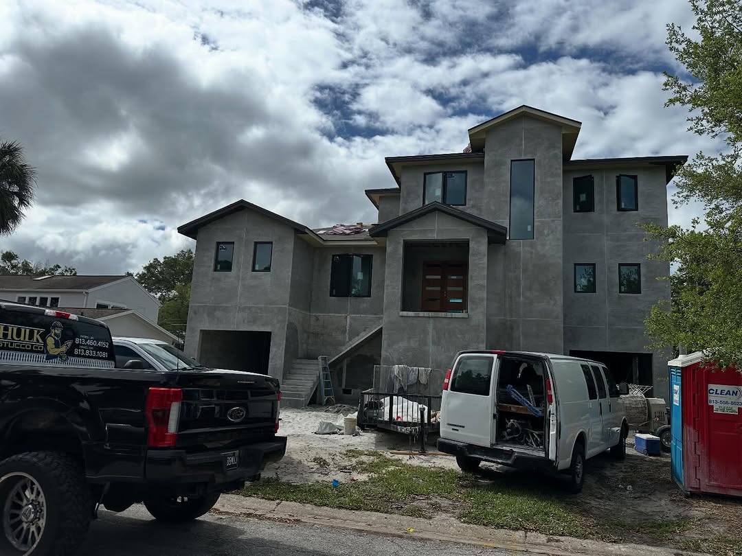 Freshly finished stucco exterior on a Tampa Bay home